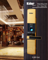 KHÓA CỬA KOLER VÂN TAY, KHÓA MẬT MÃ, THẺ TỪ, TÍCH HỢP CHUÔNG BÁO, CHÌA KHÓA CƠ VÀ CÓ ĐIỀU KHIỂN TỪ XA KOLER KL9891-Gold HIỆN ĐẠI VÀ SANG TRỌNG MẠ VÀNG GOLD